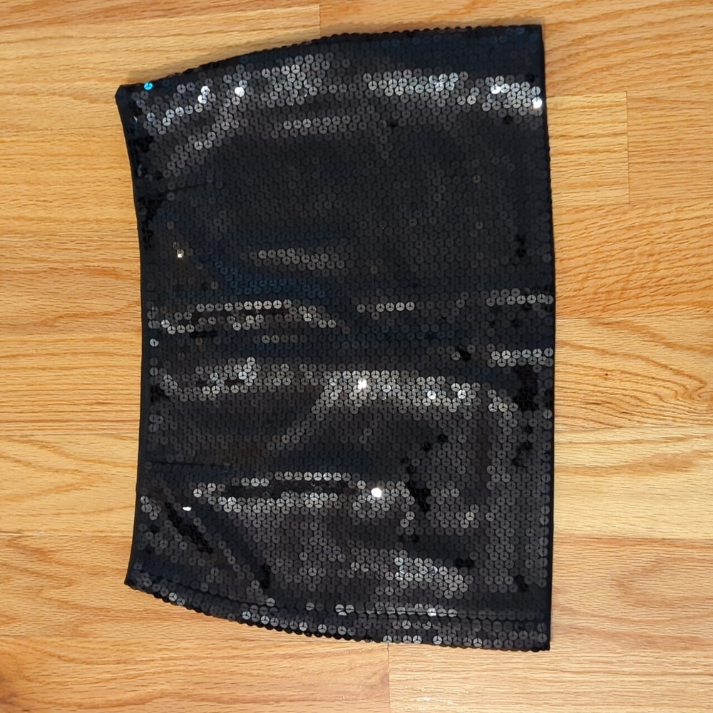 Black sequin mini skirt